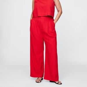 Gap 365 High Rise Linen-Blend Trousers in tomato sauce red size 0 Tall